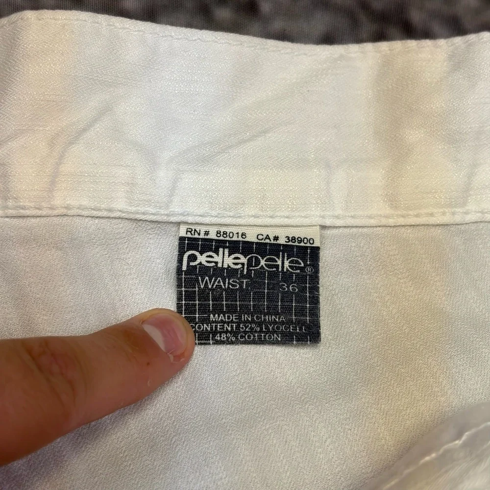 NWT Vintage Pelle Pelle Cargo Shorts Mens 36 White Baggy Hip-Hop Skater Y2K